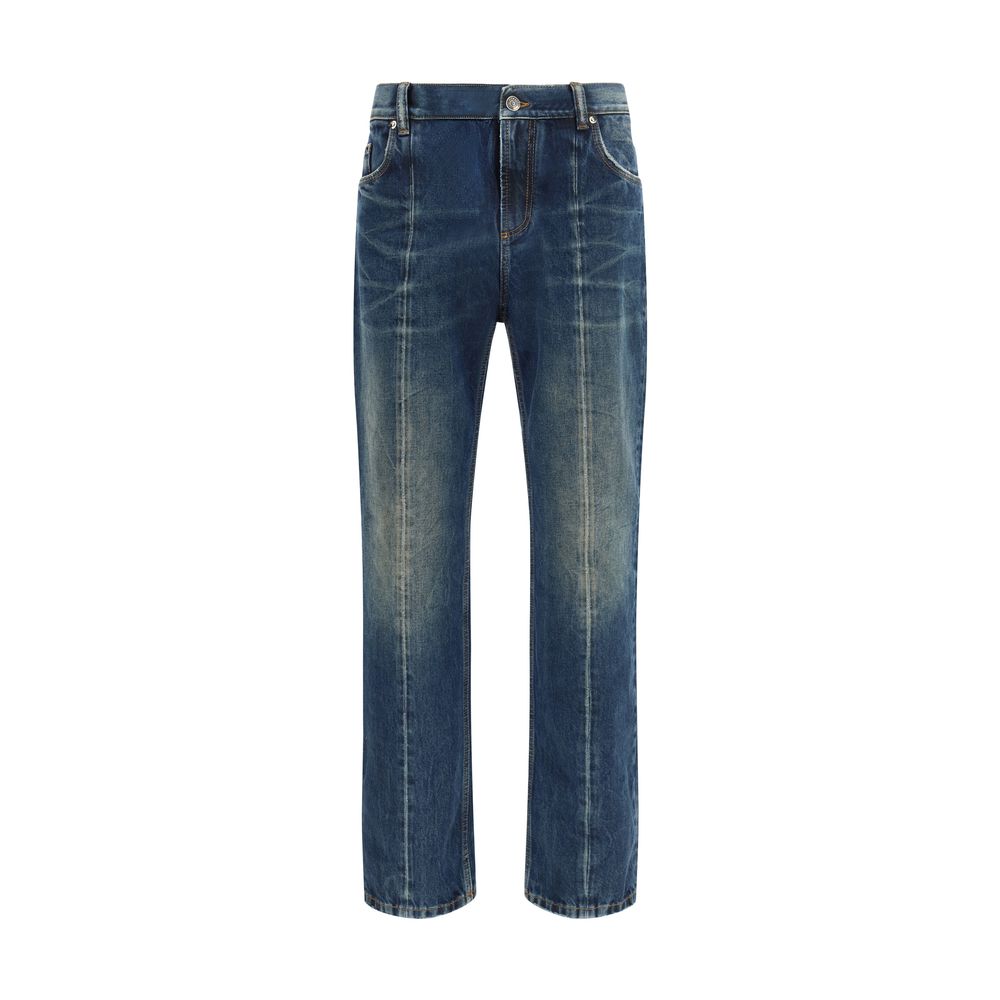 Jean droit bleu en coton Versace