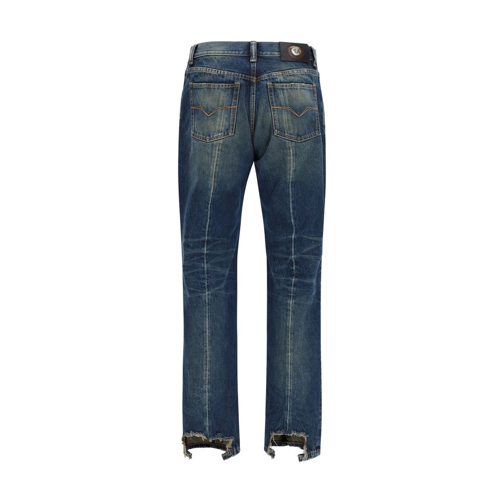 Jean droit bleu en coton Versace