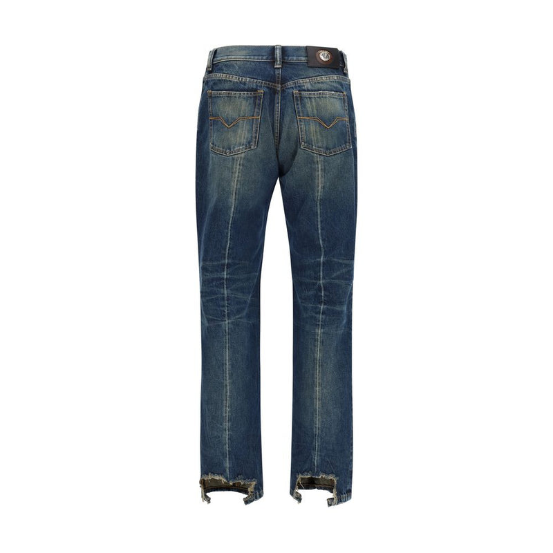 Jean droit bleu en coton Versace