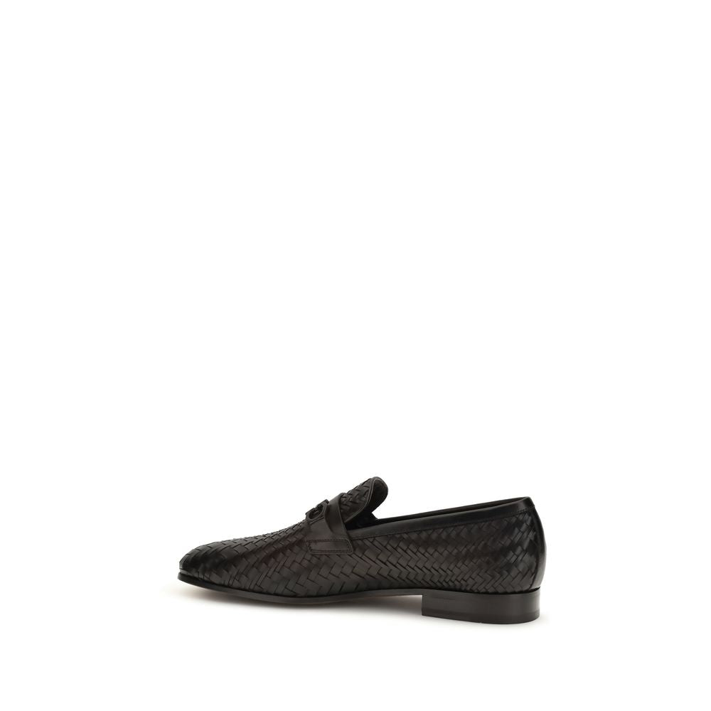 Ferragamo Brown Calf Leather Bos Taurus Slip-On Loafers for Men
