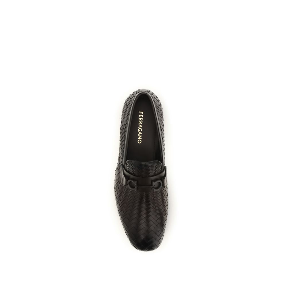 Ferragamo Brown Calf Leather Bos Taurus Slip-On Loafers for Men