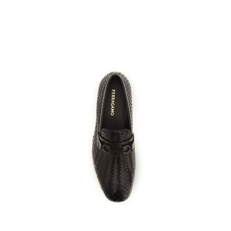 Ferragamo Brown Calf Leather Bos Taurus Slip-On Loafers for Men
