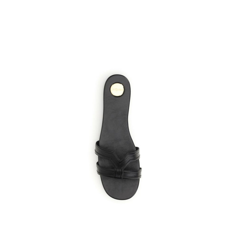 Saint Laurent Black Calf Leather Bos Taurus Sandals