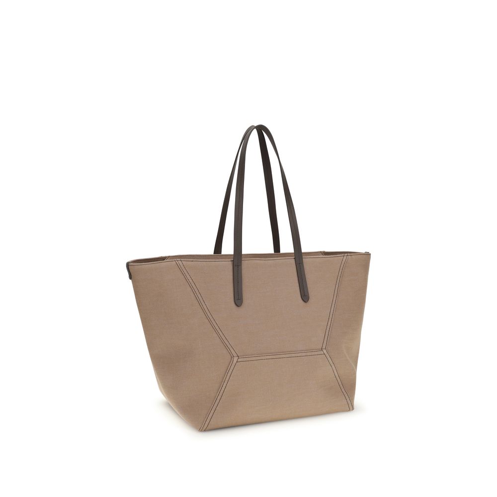 Brunello Cucinelli Beige Cotton Shoulder Bag - Elegant Tote