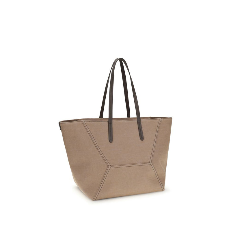 Brunello Cucinelli Beige Cotton Shoulder Bag - Elegant Tote