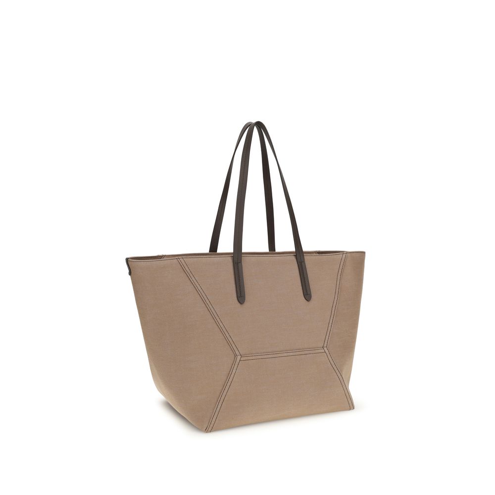 Brunello Cucinelli Beige Cotton Shoulder Bag - Elegant Tote
