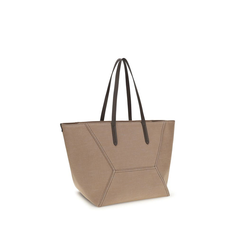 Brunello Cucinelli Beige Cotton Shoulder Bag - Elegant Tote