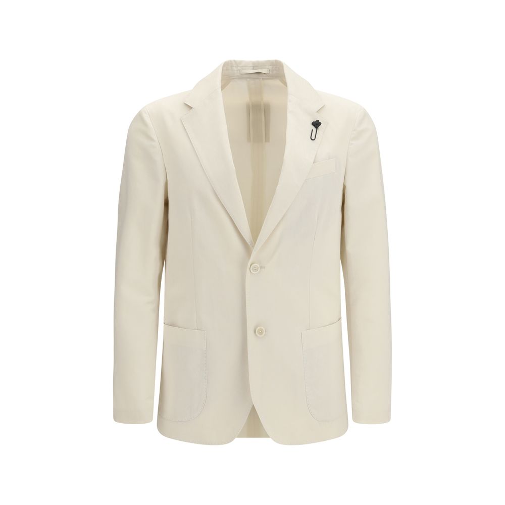 Lardini White Cotton Blazer - Elegant Single-Breasted Design