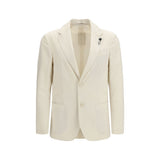 Lardini White Cotton Blazer - Elegant Single-Breasted Design