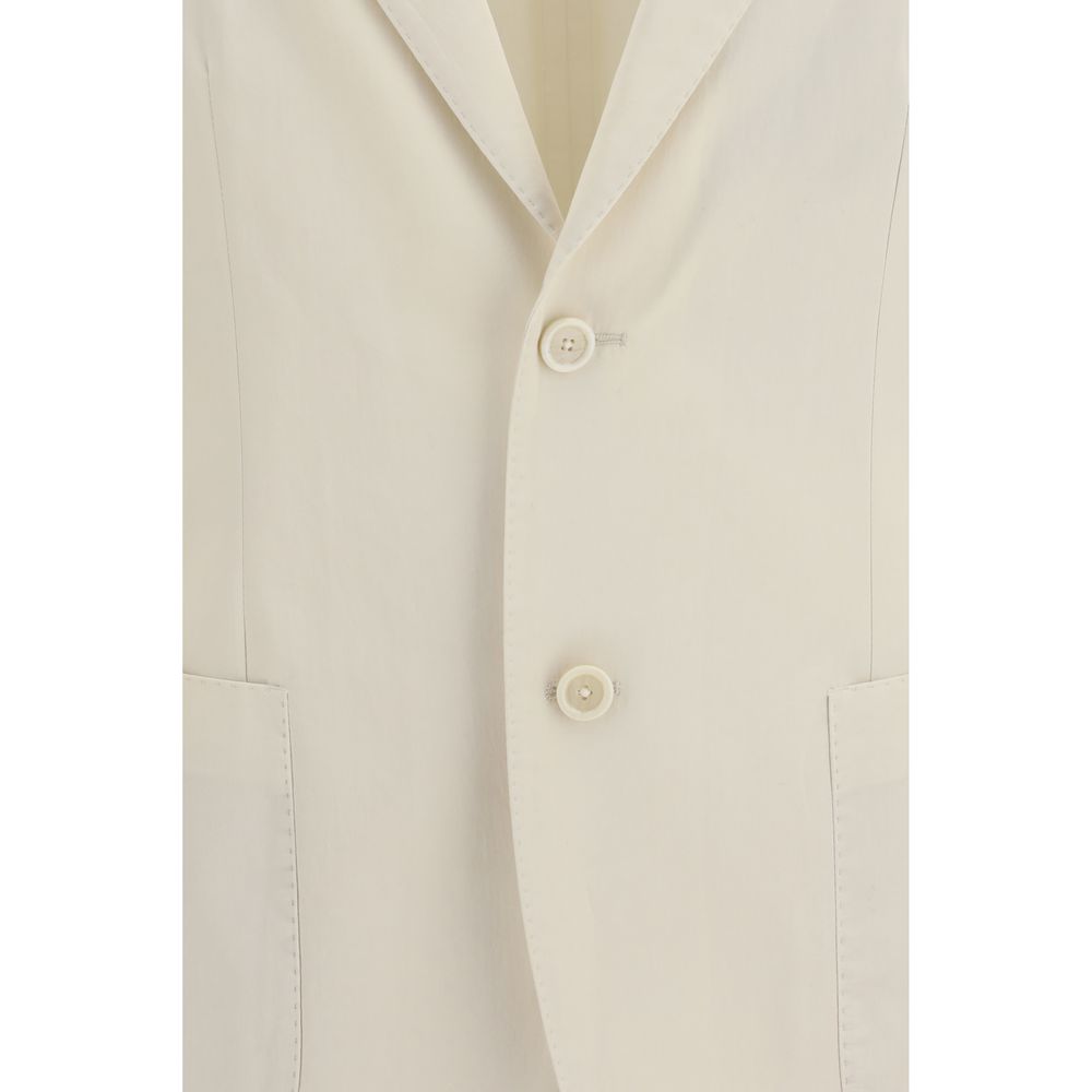 Lardini White Cotton Blazer - Elegant Single-Breasted Design