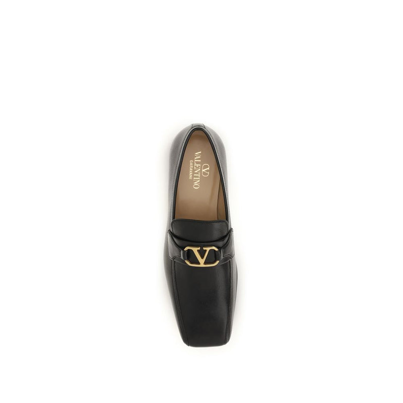 Valentino Garavani Black Goatskin Slip-On Loafers for Men