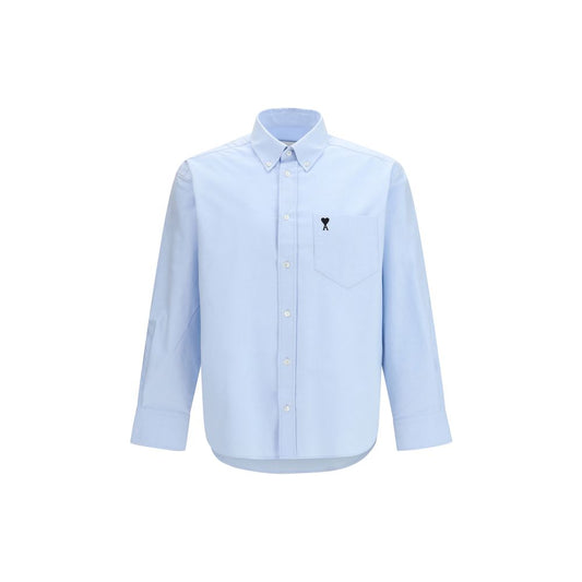 Ami Paris Blue Cotton Dress Shirt - Boxy Fit for Everyday Elegance