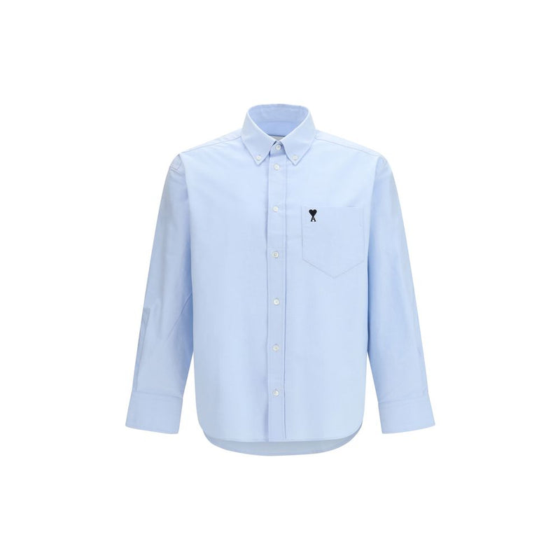 Ami Paris Blue Cotton Dress Shirt - Boxy Fit for Everyday Elegance