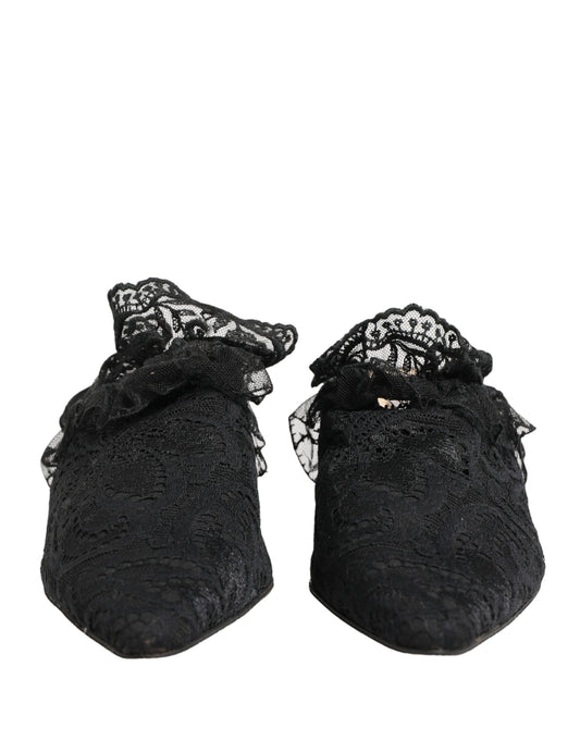 Dolce & Gabbana Black Lace Heels Sandals