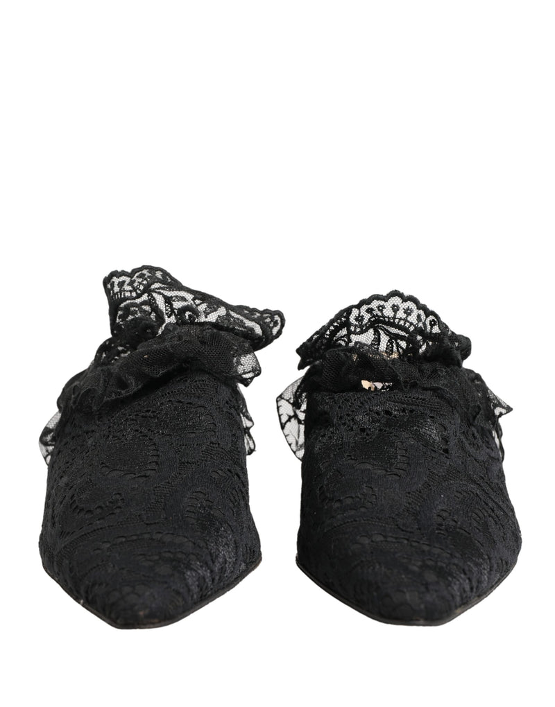 Dolce & Gabbana Black Lace Heels Sandals