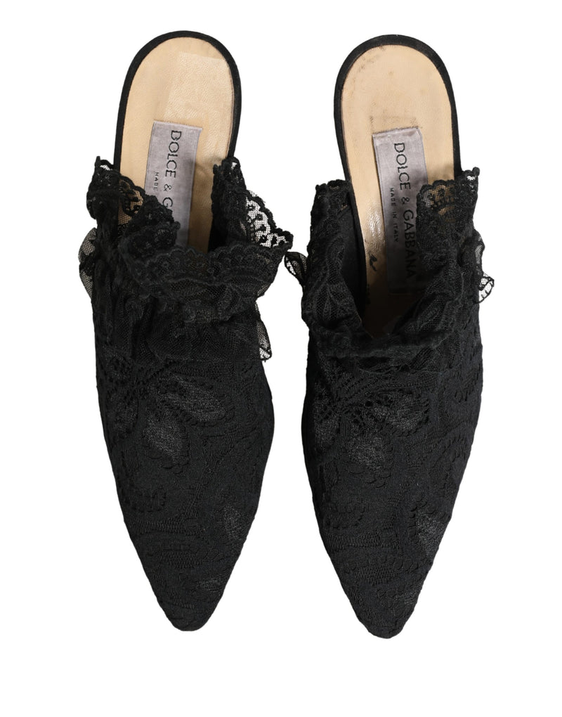 Dolce & Gabbana Black Lace Heels Sandals
