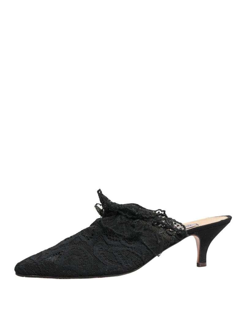 Dolce & Gabbana Black Lace Heels Sandals