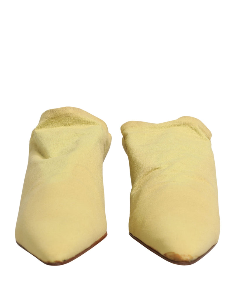 Dolce & Gabbana Yellow Suede Heel Mule Shoes