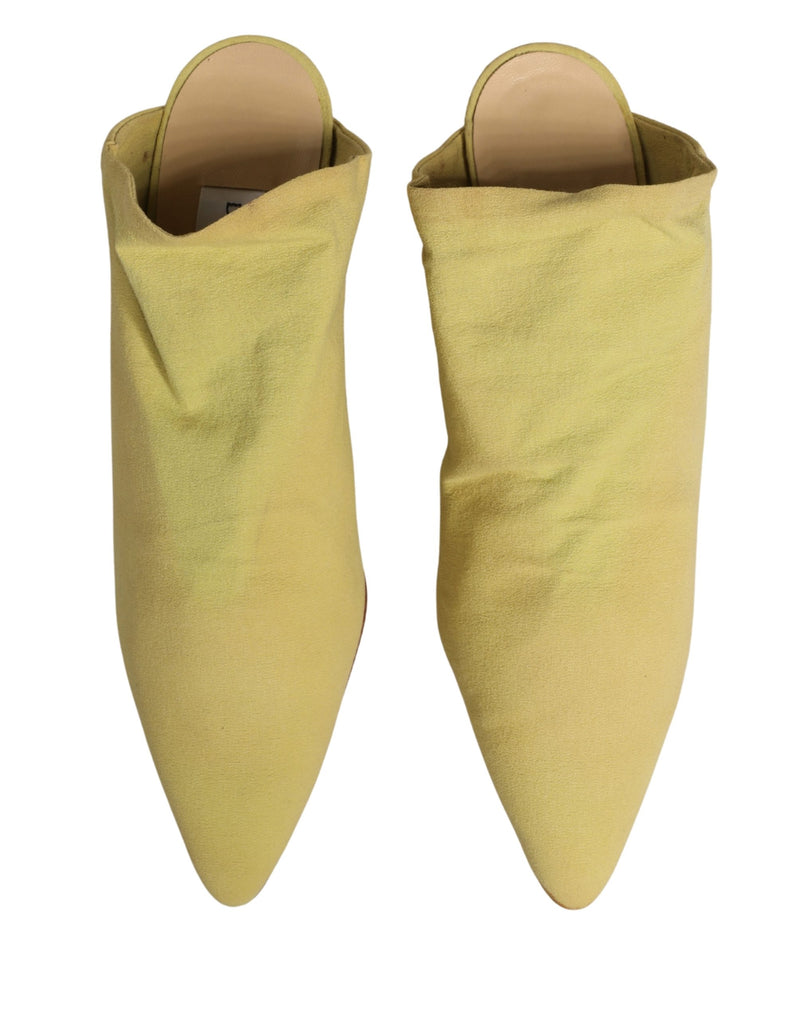 Dolce & Gabbana Yellow Suede Heel Mule Shoes