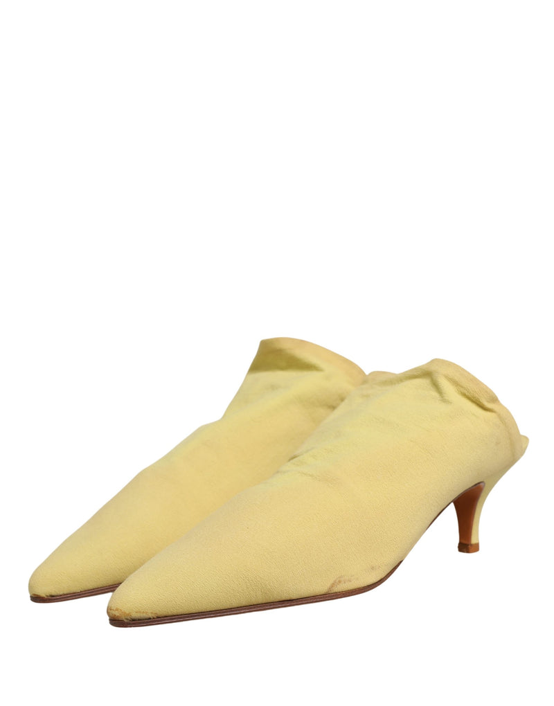 Dolce & Gabbana Yellow Suede Heel Mule Shoes