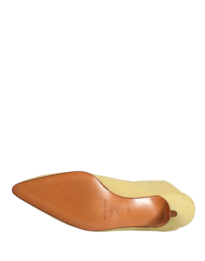 Dolce & Gabbana Yellow Suede Heel Mule Shoes