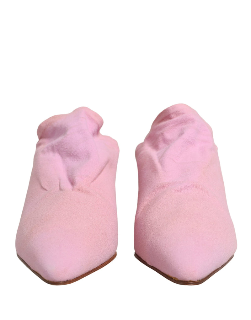 Dolce & Gabbana Pink Suede Heeled Mules - Authentic Collaboration
