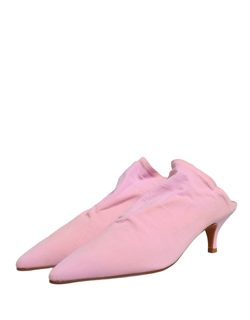 Dolce & Gabbana Pink Suede Heeled Mules - Authentic Collaboration