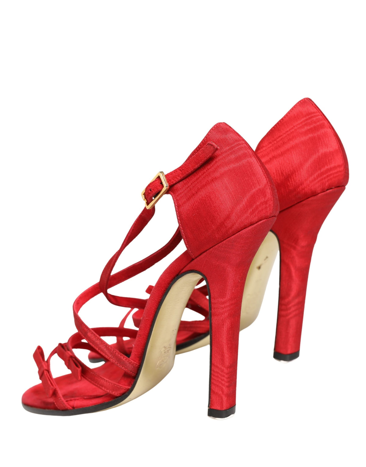 Dolce & Gabbana Red Calf Suede Strappy Heels Sandals