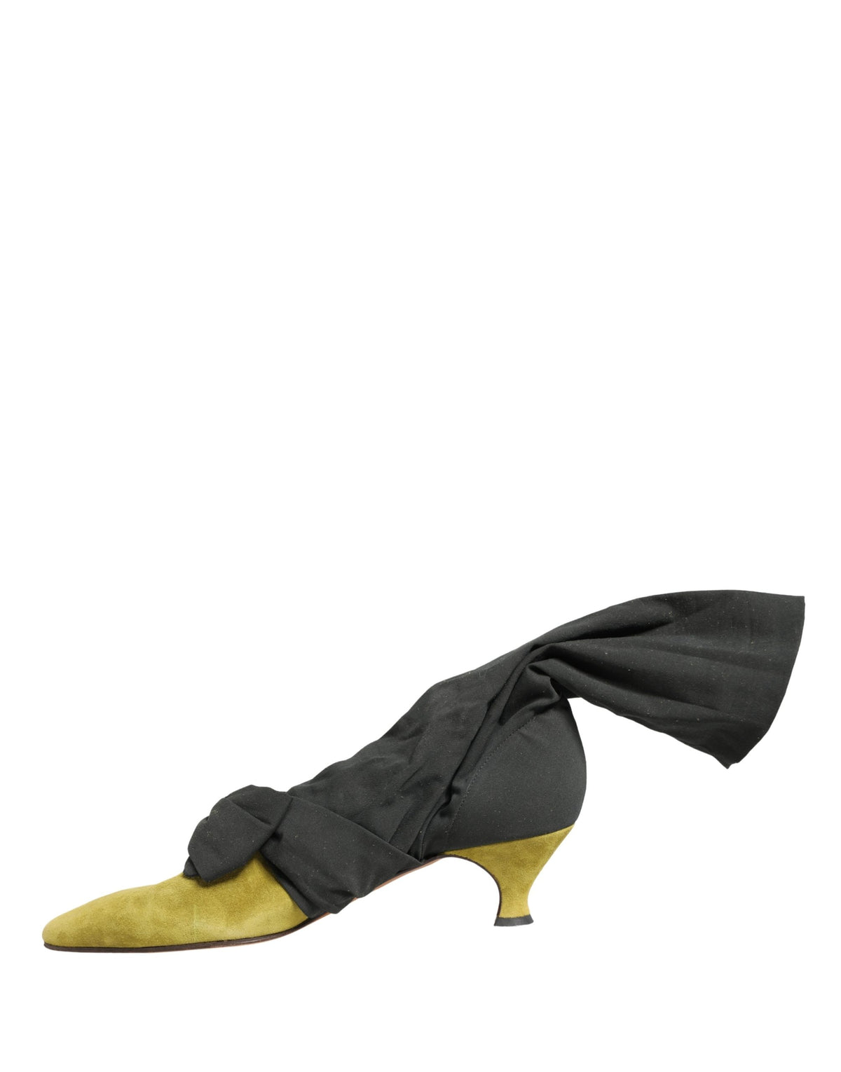 Dolce & Gabbana Black Yellow Suede Mid Calf Boots