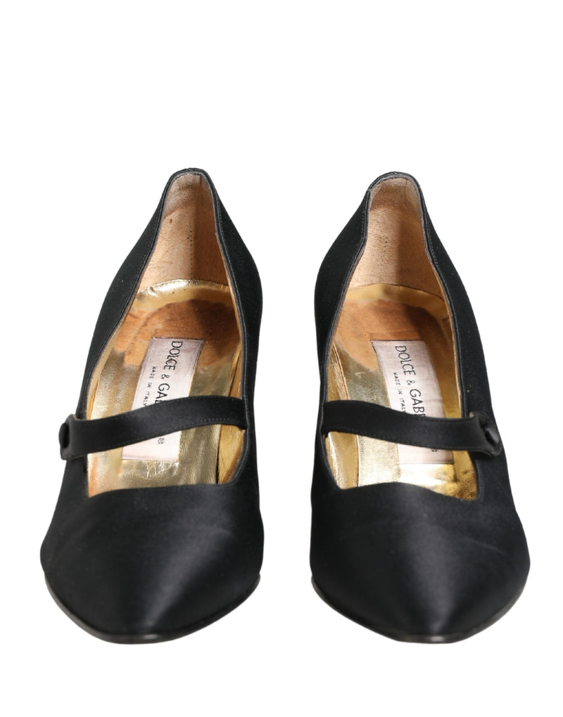 Dolce & Gabbana Black Satin Mary Jane Pumps