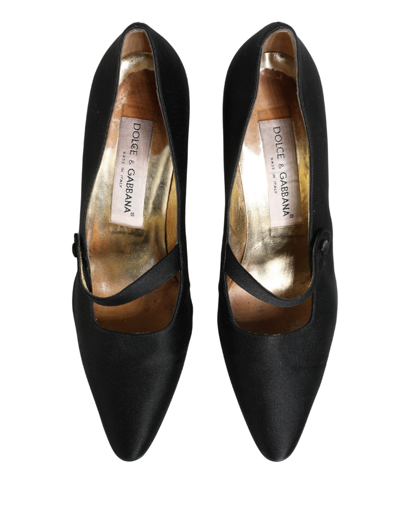 Dolce & Gabbana Black Satin Mary Jane Pumps
