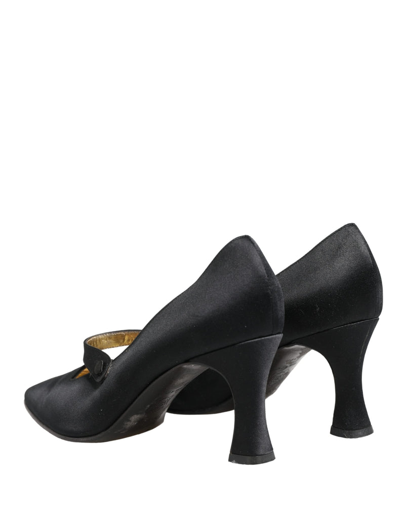 Dolce & Gabbana Black Satin Mary Jane Pumps