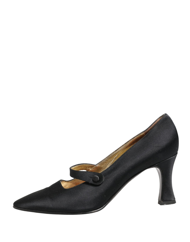 Dolce & Gabbana Black Satin Mary Jane Pumps