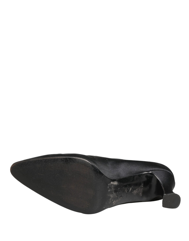 Dolce & Gabbana Black Satin Mary Jane Pumps