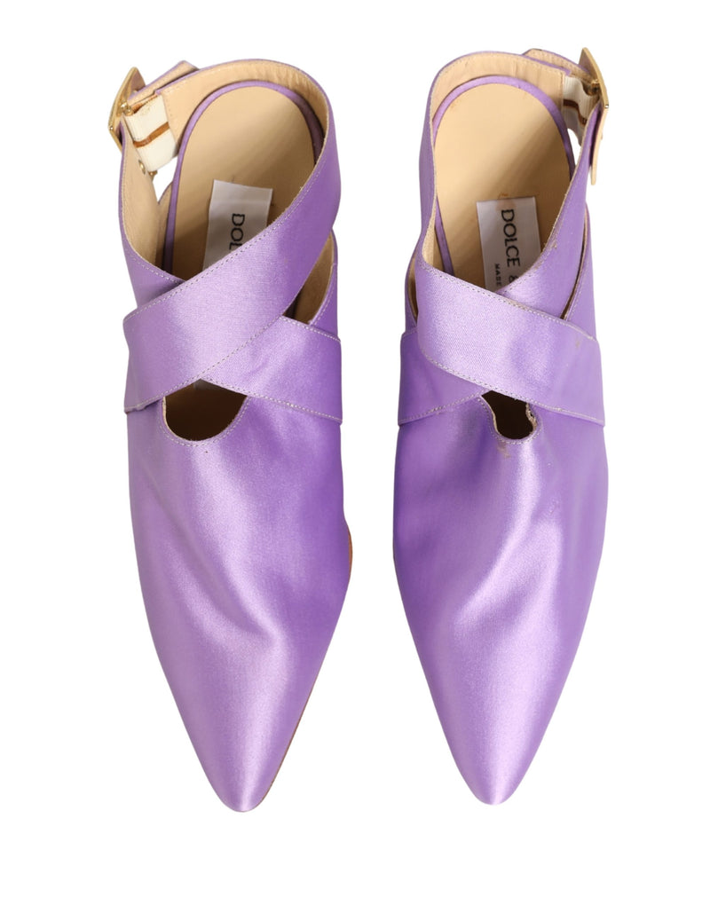 Dolce & Gabbana Purple Satin Heels Sandals