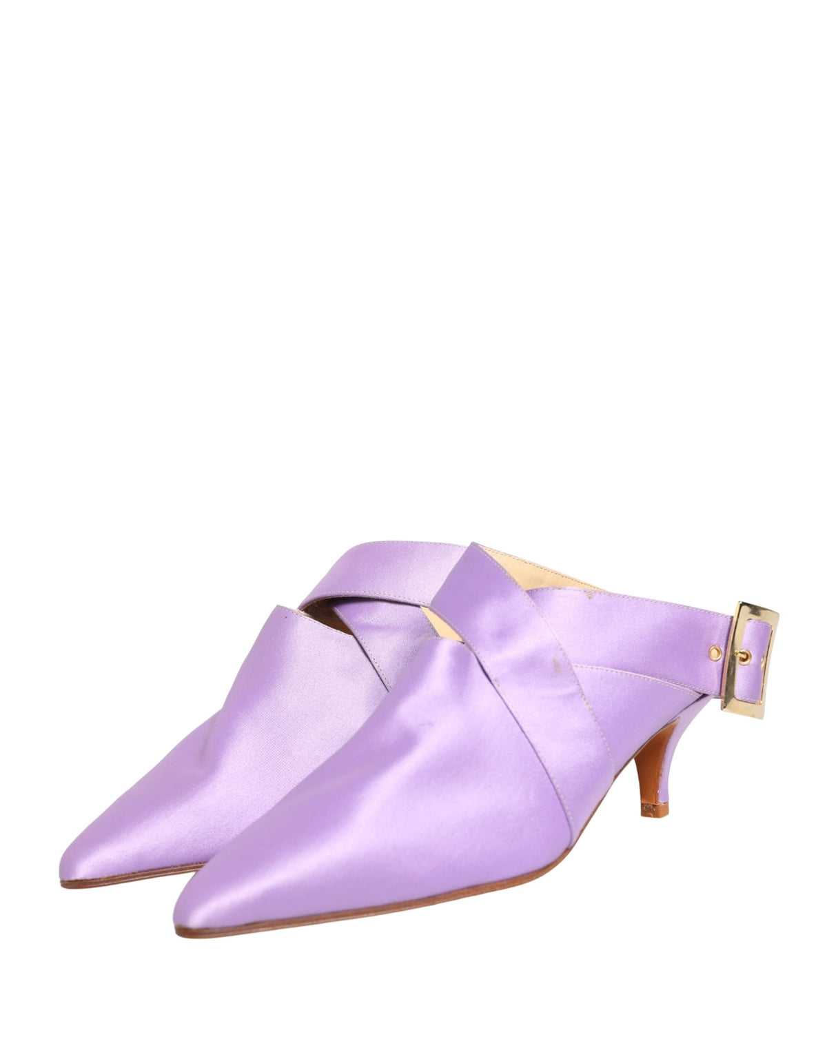 Dolce & Gabbana Purple Satin Heels Sandals