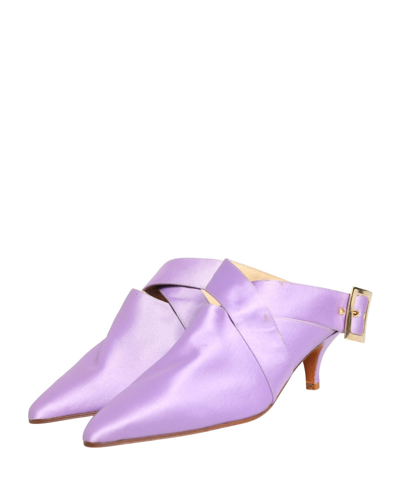 Dolce & Gabbana Purple Satin Heels Sandals