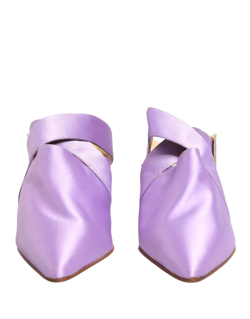 Dolce & Gabbana Purple Satin Heels Sandals