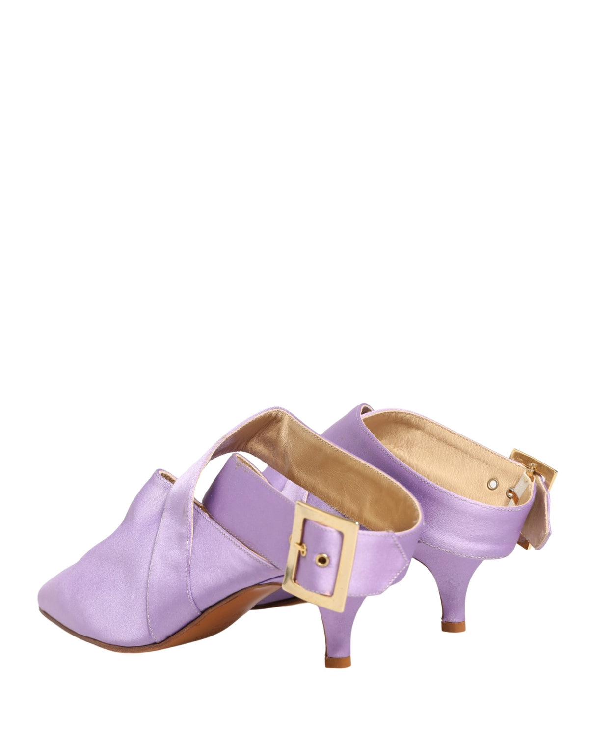 Dolce & Gabbana Purple Satin Heels Sandals