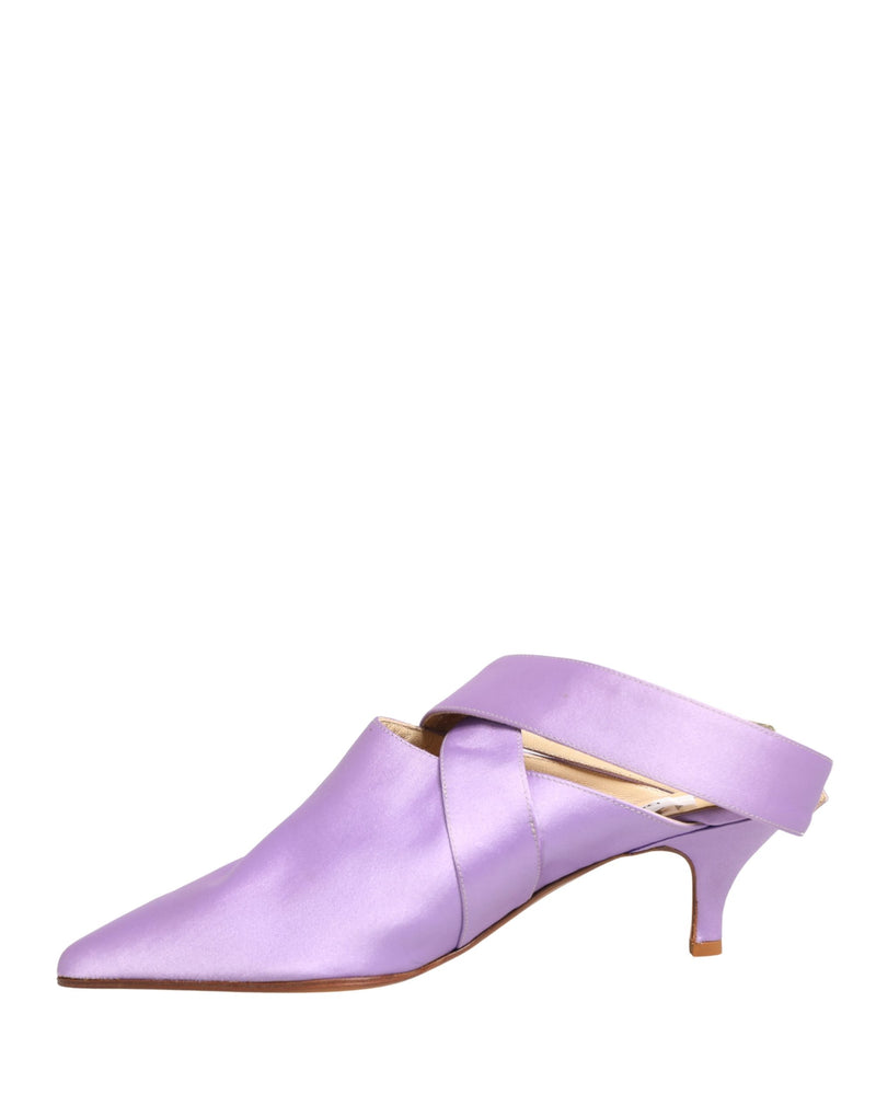 Dolce & Gabbana Purple Satin Heels Sandals