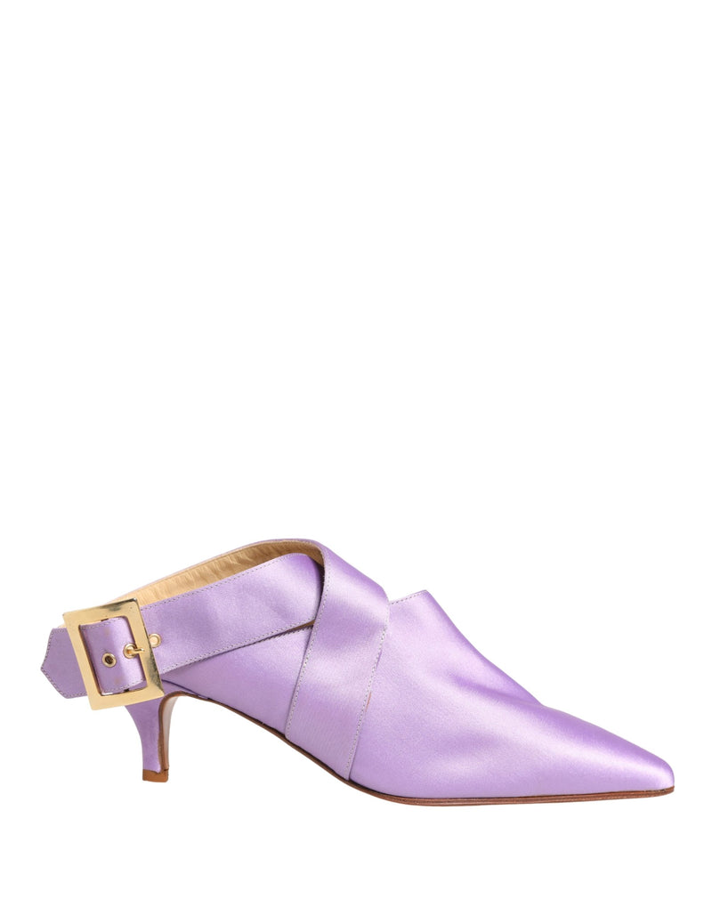 Dolce & Gabbana Purple Satin Heels Sandals