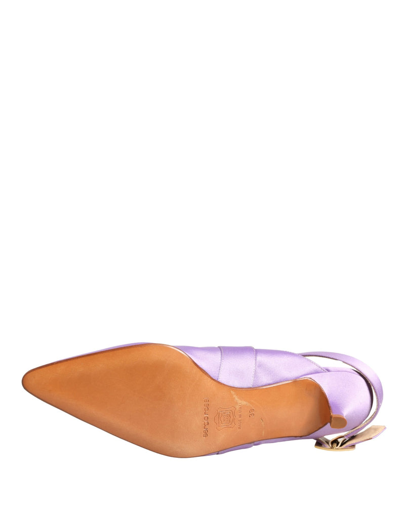 Dolce & Gabbana Purple Satin Heels Sandals