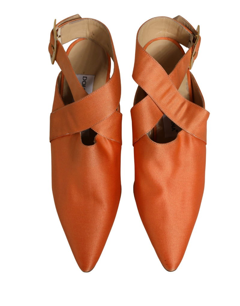 Dolce & Gabbana Orange Satin Heels Sandals - Authentic Collaboration