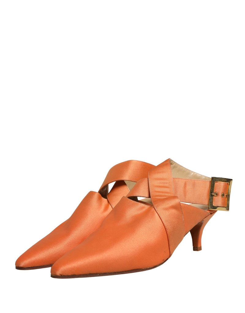 Dolce & Gabbana Orange Satin Heels Sandals - Authentic Collaboration