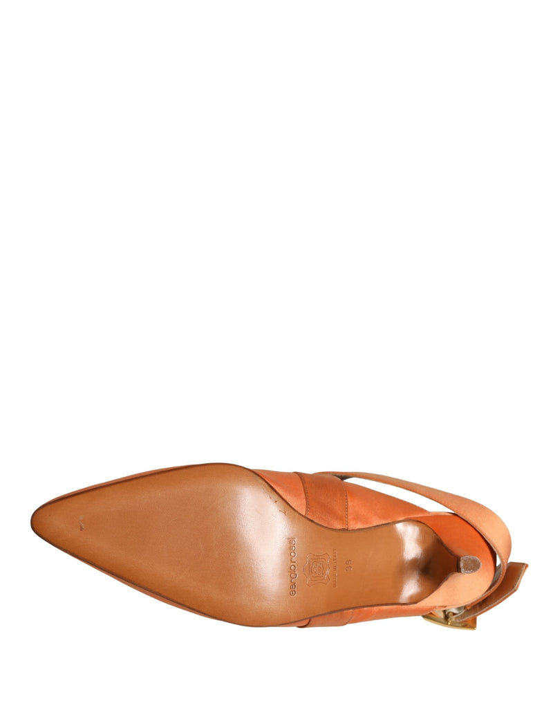 Dolce & Gabbana Orange Satin Heels Sandals - Authentic Collaboration