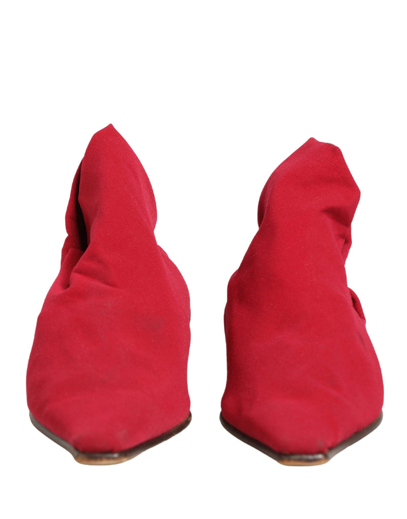 Dolce & Gabbana Red Suede Ankle Boots - Authentic Collaboration