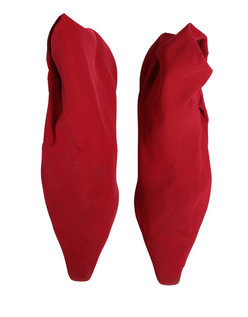 Dolce & Gabbana Red Suede Ankle Boots - Authentic Collaboration