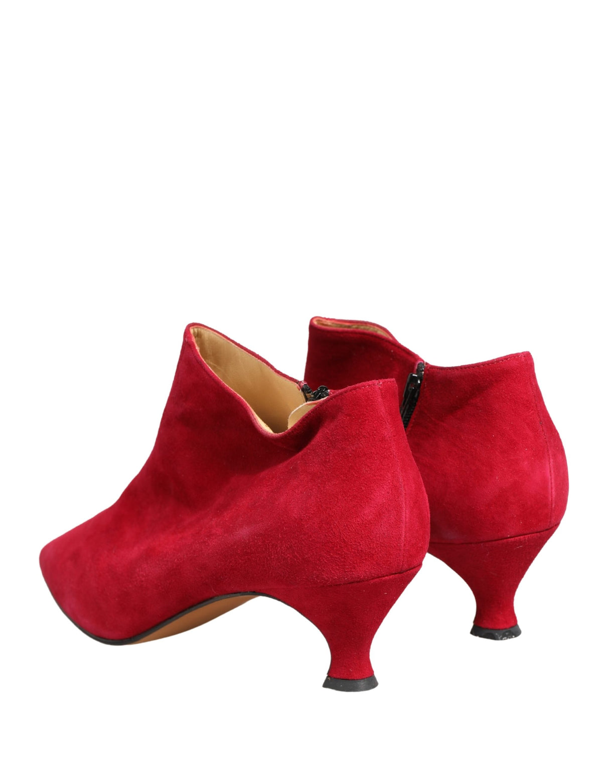 Dolce & Gabbana Red Suede Ankle Boots - Women's Shoes