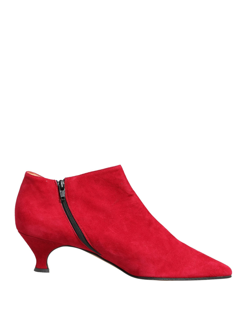 Dolce & Gabbana Red Suede Ankle Boots - Women's Shoes