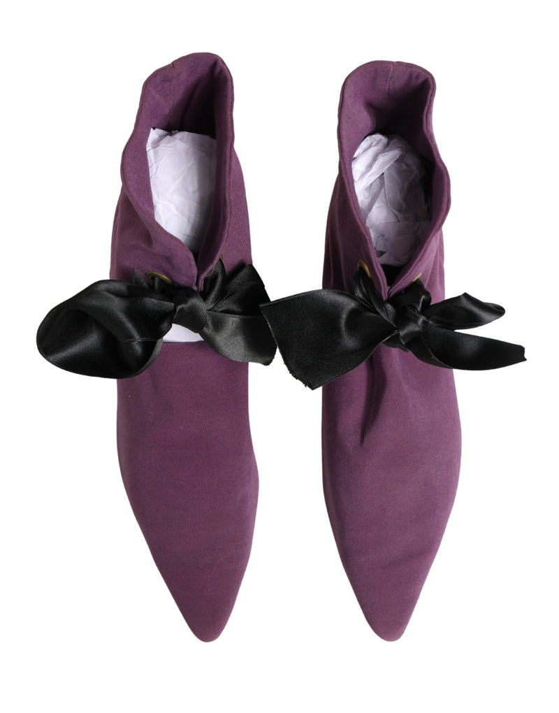 Dolce & Gabbana Purple Mid Calf Lace-Up Boots